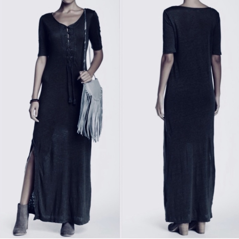 Calypso St. Barth 100% Linen Navy Blue Maxi Dress Small